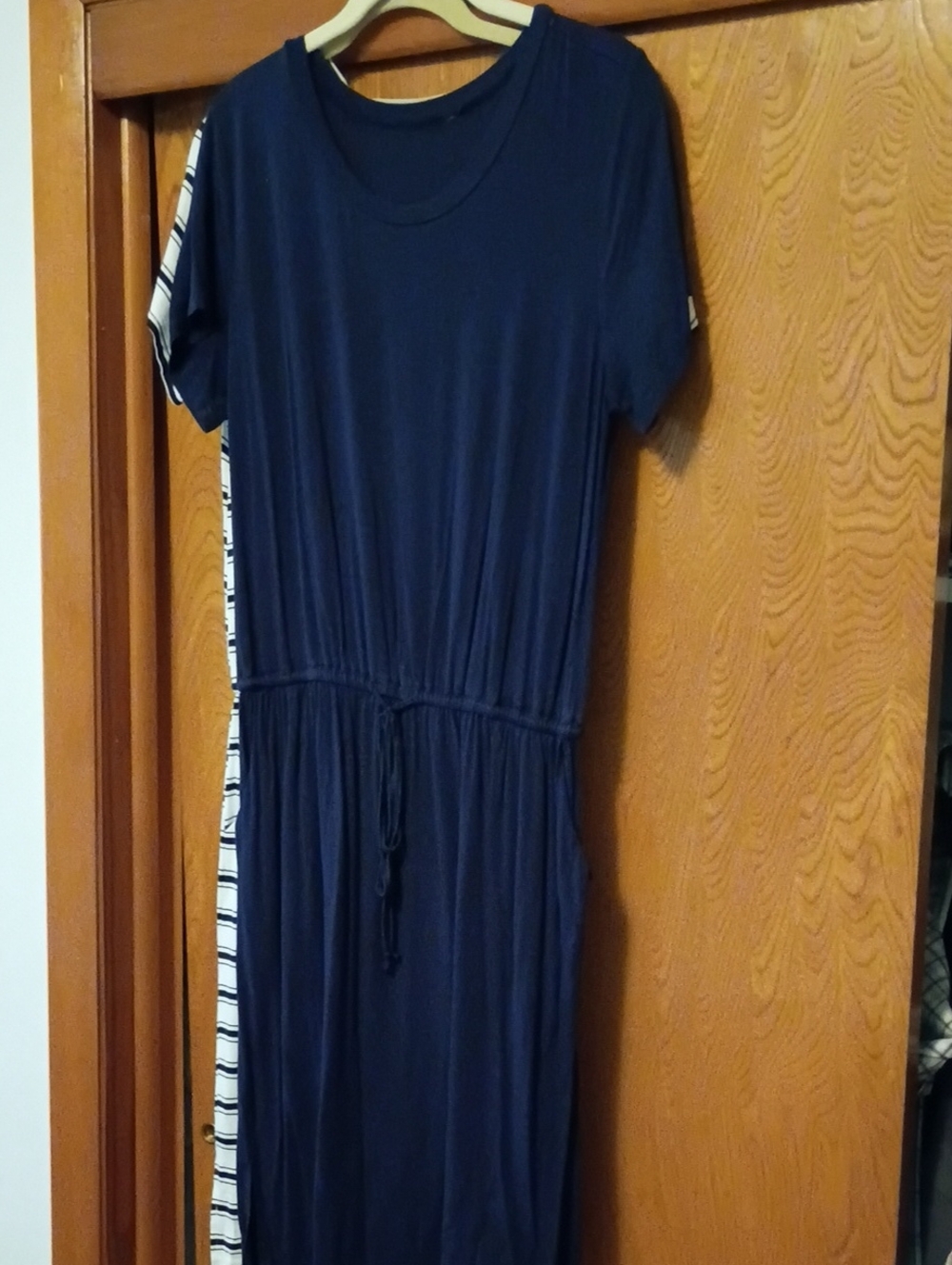 Navy Midi Drawstring Dress
